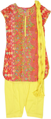 

BIBA girls Girls Kurta and Patiala Set(Yellow, Red-yel