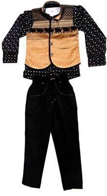 

Arshia Fashions Boys Shirt, Waistcoat and Pant Set(Black Pack of 1, Black;brown