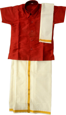 

Preethi Boys Shirt & Dhoti Set(Red Pack of 3