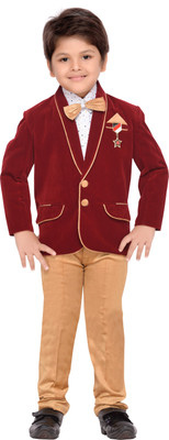 

AJ Dezines Boys Blazer, Shirt and Trouser Set(Maroon Pack of 1