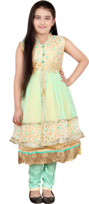 

DHANYA Girls Kurta and Dupatta Set(Multicolor Pack of 1, Green