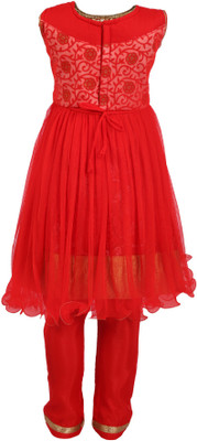 

La Bele Girls Kurta, Churidar & Dupatta Set(Red Pack of 1