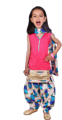 

BownBee Girls Kurti, Patiala and Dupatta Set(Pink Pack of 1