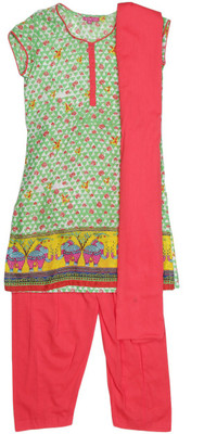 

BIBA girls Girls Kurta and Patiala Set(Green, Red-multi