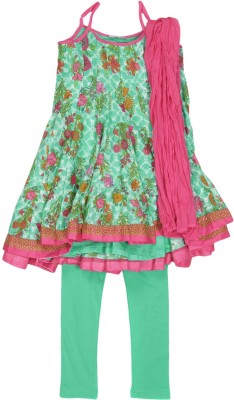 

BIBA girls Girls Kurti and Legging Set(Blue, Turq-pnk