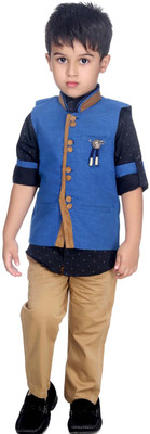 

Bad Boys Boys Festive & Party Shirt, Waistcoat and Pant Set(Multicolor Pack of 3, Blue