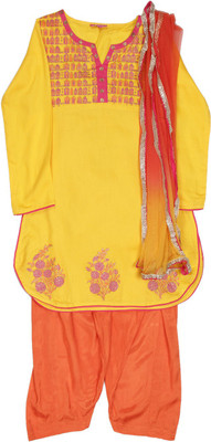 

BIBA girls Girls Kurta and Patiala Set(Yellow, Yellow.orange