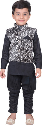 

Nikky Fashion Boys Kurta, Waistcoat and Breeches Set(Black Pack of 1