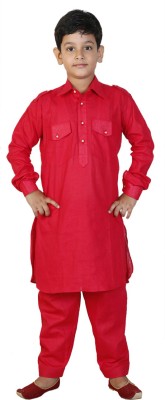 jbn CREATION Boys Pathani Suit Set(Red Pack of 1)