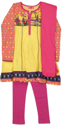 

BIBA girls Girls Kurta and Leggings Set(Yellow, Yel