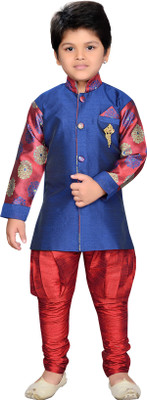 

AJ Dezines Boys Festive & Party Sherwani and Churidar Set(Maroon Pack of 1
