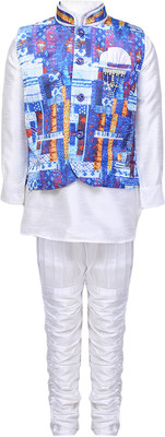 

AJ Dezines Boys Kurta, Waistcoat and Breeches Set(Blue Pack of 1
