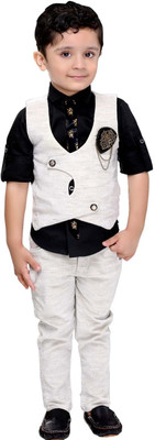 

Bad Boys Boys Shirt, Waistcoat and Pant Set(Multicolor Pack of 4, Cream