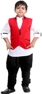 

Bad Boys Boys Festive & Party Kurta, Waistcoat and Breeches Set(Multicolor Pack of 3, Red