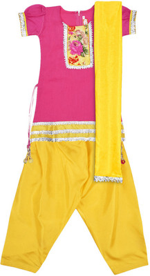 

KID1 Girls Salwar and Kurta Set(Multicolor Pack of 1, Pink/yellow