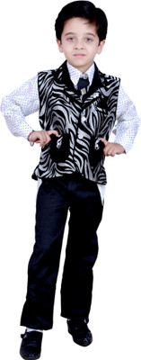 

Arshia Fashions Boys Shirt, Waistcoat and Pant Set(Black Pack of 1, Black;white
