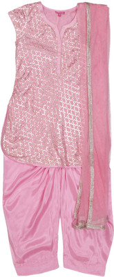 BIBA girls Girls Kurta and Patiala Set(Pink, Pnk-dgld
