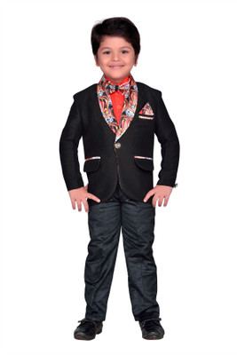 

AJ Dezines Boys Festive & Party Blazer, Shirt and Trouser Set(Black Pack of 1