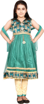 

DHANYA Girls Kurta and Dupatta Set(Multicolor Pack of 1, Green