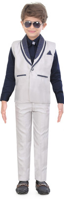 Jeet Boys Shirt, Waistcoat and Pant Set(Blue Pack of 1