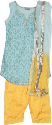 

BIBA girls Girls Kurta and Patiala Set(Light Blue, Turq-yel