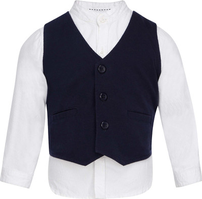 

Life by Shoppers Stop Boys Shirt & Waistcoat Set(Dark Blue Pack of 1, Navy