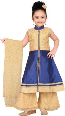

Adiva Girls Festive & Party Kurta and Pallazo Set(Blue Pack of 1