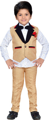 

AJ Dezines Boys Festive & Party Shirt, Waistcoat and Pant Set(Beige Pack of 1, Fawn