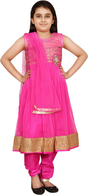 

DHANYA Girls Kurta and Dupatta Set(Multicolor Pack of 1, Pink