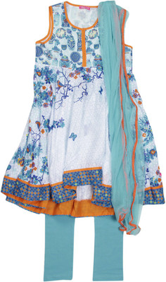 

BIBA girls Girls Kurta and Leggings Set(White, Wht-lblu