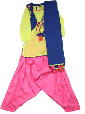 

BIBA girls Girls Kurta and Patiala Set(Blue, Grn+blu