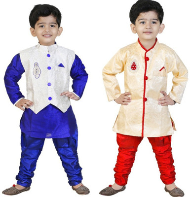 

GENERATION NEXT Boys Kurta, Waistcoat and Pyjama Set(Multicolor Pack of 2, Beige