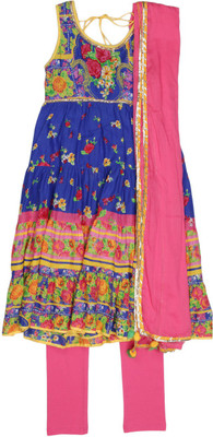 

BIBA girls Girls Kurta and Leggings Set(Dark Blue, Pnk-rylblu