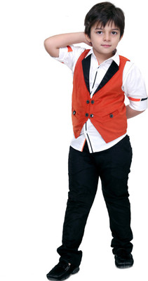 

Bad Boys Boys Festive & Party Shirt, Waistcoat and Pant Set(Red Pack of 3, Rust