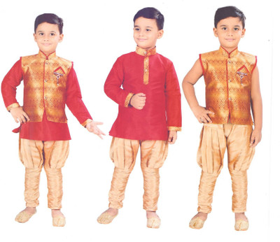 

Hey Baby Boys Ethnic Jacket, Kurta and Dhoti Pant Set(Multicolor Pack of 2