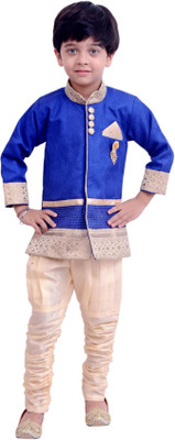 

Arshia Fashions Boys Sherwani and Churidar Set(Multicolor Pack of 1, Beige;blue