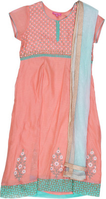 

BIBA girls Girls Kurta and Leggings Set(White, Peach.off white