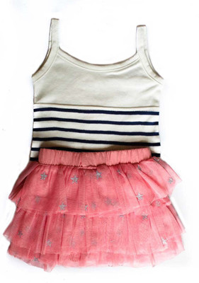 

Cuddledoo Girls Casual Top and Skirt Set(White Pack of 2