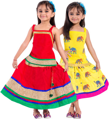Decot Paradise Girls Top and Skirt Set(Multicolor Pack of 2, Multicolour