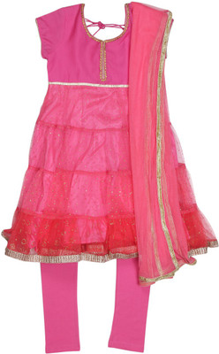 

BIBA girls Girls Kurta and Leggings Set(Pink, Fsha-htpnk