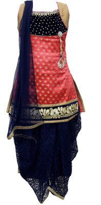 

Pogo Girls Kurti, Patiala and Dupatta Set(Yellow Pack of 1, Navy blue