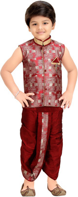 

Kute Kids Boys Dhoti & Kurta Set(Red Pack of 1