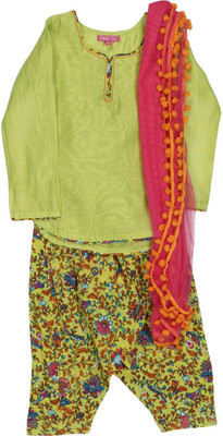 

BIBA girls Girls Kurta and Patiala Set(Green, Grn
