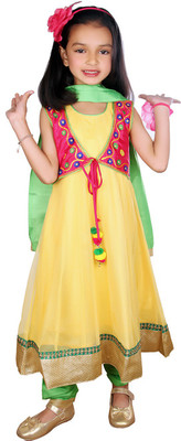 

BownBee Girls Kurti, Legging and Dupatta Set(Yellow Pack of 1