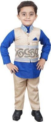 

Ahhaaaa Boys Kurta, Waistcoat and Pyjama Set(Blue Pack of 1