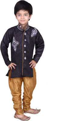 

Arshia Fashions Boys Sherwani and Churidar Set(Purple Pack of 1, Beige;purple