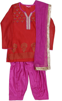 

BIBA girls Girls Kurta and Patiala Set(Maroon, Maroon & purple