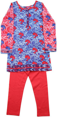 

BIBA girls Girls Kurta and Leggings Set(Blue, Blu