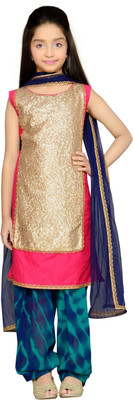 

K&U Girls Kurta, Pyjama & Dupatta Set(Pink Pack of 1), Pink;blue