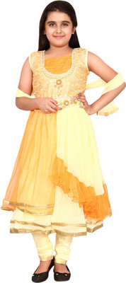 

DHANYA Girls Kurta and Dupatta Set(Multicolor Pack of 1, Orange